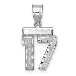 14k White Gold, Varsity Collection, Small D/C Pendant, Number 17